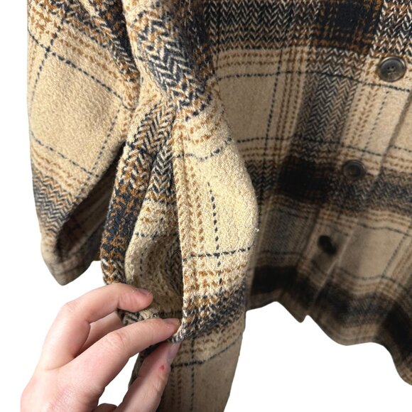 Time And Tru Womens Beige Plaid Button-Up Long Sleeve Shirt Jacket SZ XXLarge - Picture 4 of 8
